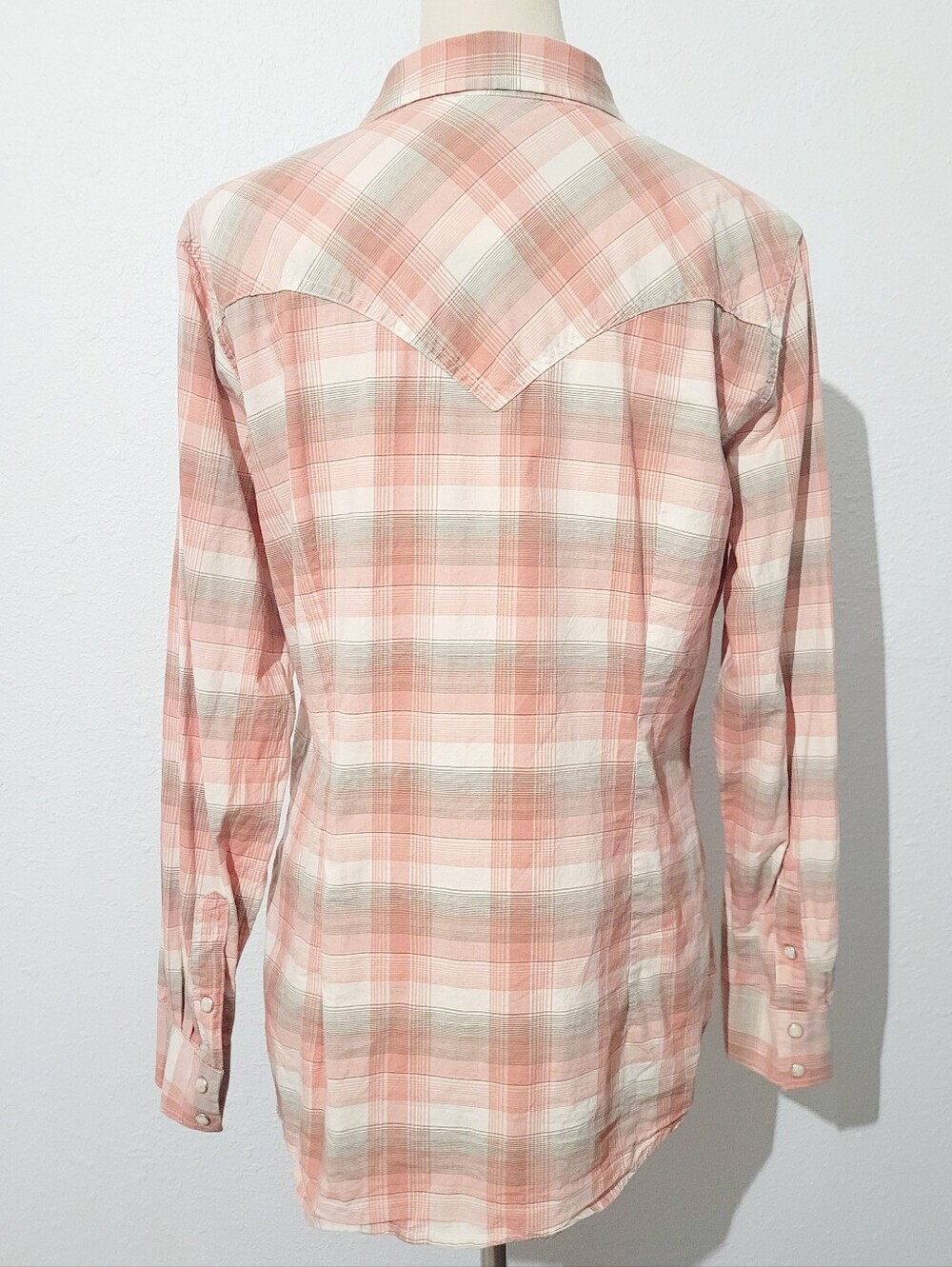 Wrangler Retro Western Plaid Snap Front Shirt Womens Size Large Pink 100% Cotton - Picture 5 of 14